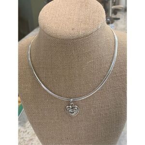 .925 Italy 16" Sterling Silver Omega with Fine Arf Heart Pendant #Mothers Day